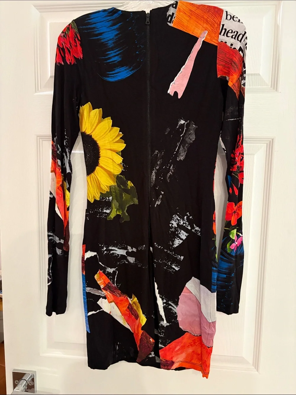 Alice + Olivia Black Multi Mixed-Print Long Sleeve Dress - Picture 3 of 4